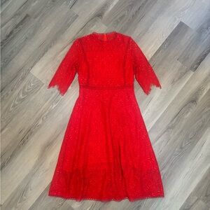 ***SOLD*** 3/4 sleeve red lace dress